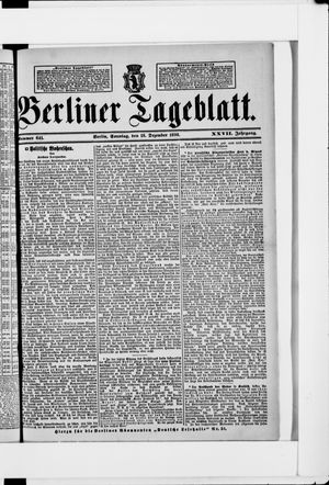 Berliner Tageblatt und Handels-Zeitung on Dec 18, 1898