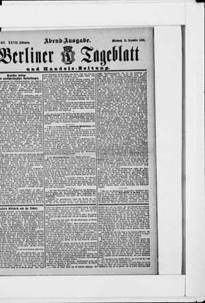 Berliner Tageblatt und Handels-Zeitung vom 21.12.1898