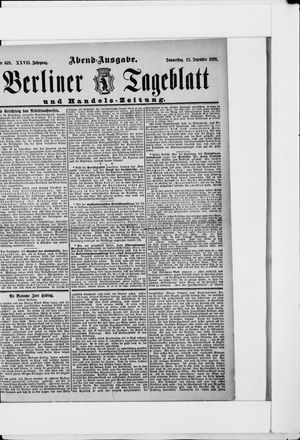 Berliner Tageblatt und Handels-Zeitung vom 22.12.1898