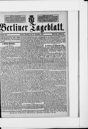 Berliner Tageblatt und Handels-Zeitung vom 25.12.1898