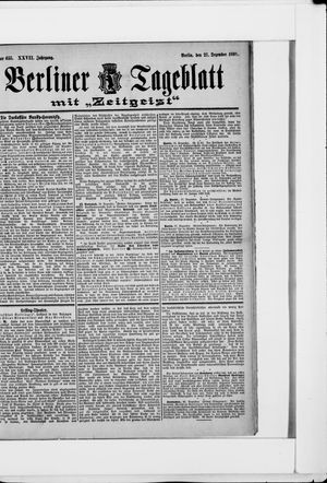 Berliner Tageblatt und Handels-Zeitung vom 27.12.1898