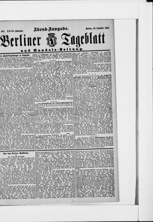 Berliner Tageblatt und Handels-Zeitung on Dec 30, 1898