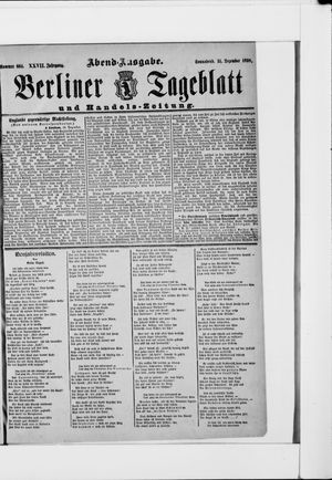Berliner Tageblatt und Handels-Zeitung vom 31.12.1898