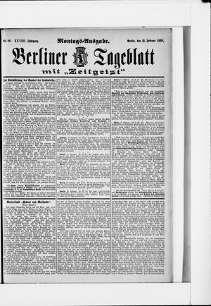 Berliner Tageblatt und Handels-Zeitung on Feb 13, 1899