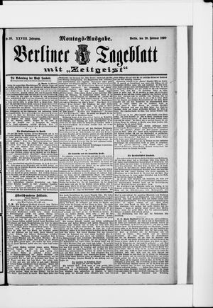Berliner Tageblatt und Handels-Zeitung vom 20.02.1899