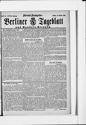 Berliner Tageblatt und Handels-Zeitung vom 20.02.1899