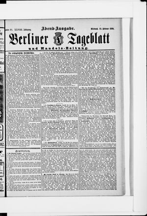 Berliner Tageblatt und Handels-Zeitung vom 22.02.1899