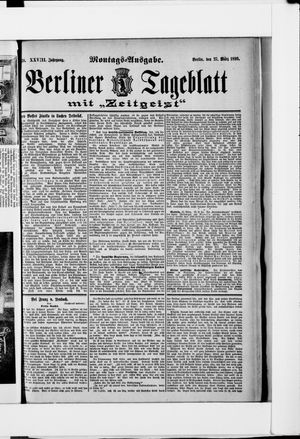 Berliner Tageblatt und Handels-Zeitung on Mar 27, 1899