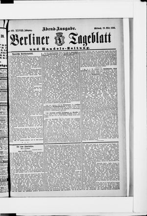 Berliner Tageblatt und Handels-Zeitung on Mar 29, 1899