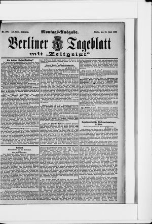 Berliner Tageblatt und Handels-Zeitung vom 19.06.1899