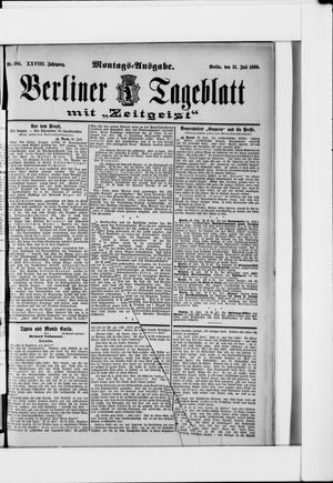 Berliner Tageblatt und Handels-Zeitung vom 31.07.1899