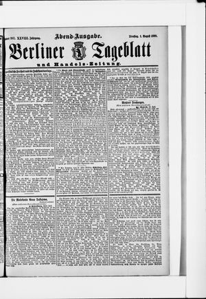 Berliner Tageblatt und Handels-Zeitung vom 01.08.1899
