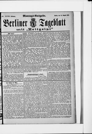 Berliner Tageblatt und Handels-Zeitung vom 21.08.1899