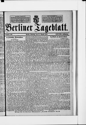 Berliner Tageblatt und Handels-Zeitung vom 27.08.1899