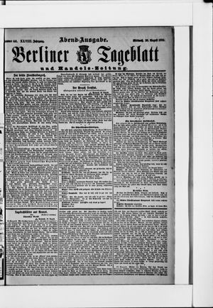 Berliner Tageblatt und Handels-Zeitung on Aug 30, 1899