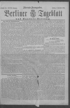 Berliner Tageblatt und Handels-Zeitung vom 01.09.1899