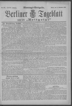 Berliner Tageblatt und Handels-Zeitung vom 11.09.1899