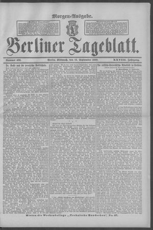 Berliner Tageblatt und Handels-Zeitung on Sep 13, 1899
