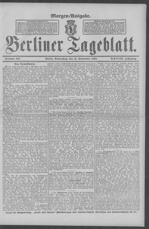 Berliner Tageblatt und Handels-Zeitung vom 14.09.1899