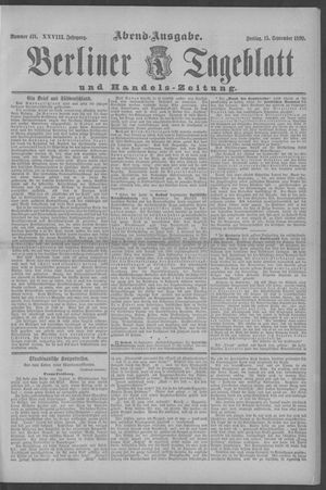 Berliner Tageblatt und Handels-Zeitung vom 15.09.1899