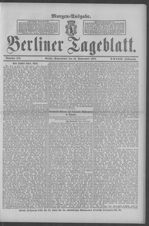 Berliner Tageblatt und Handels-Zeitung on Sep 16, 1899