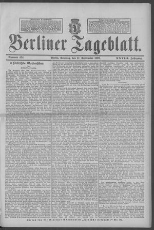 Berliner Tageblatt und Handels-Zeitung vom 17.09.1899