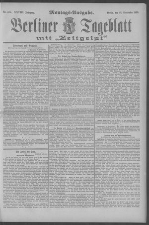 Berliner Tageblatt und Handels-Zeitung on Sep 18, 1899