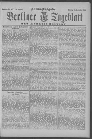 Berliner Tageblatt und Handels-Zeitung vom 19.09.1899