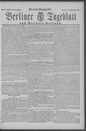 Berliner Tageblatt und Handels-Zeitung vom 21.09.1899