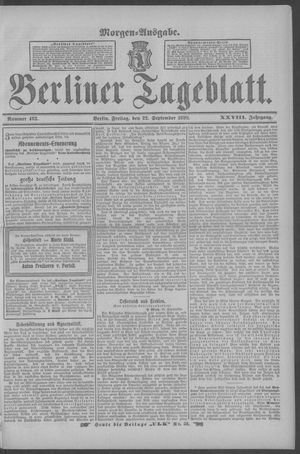 Berliner Tageblatt und Handels-Zeitung vom 22.09.1899