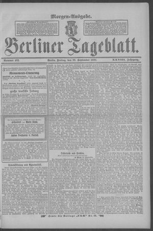 Berliner Tageblatt und Handels-Zeitung on Sep 22, 1899
