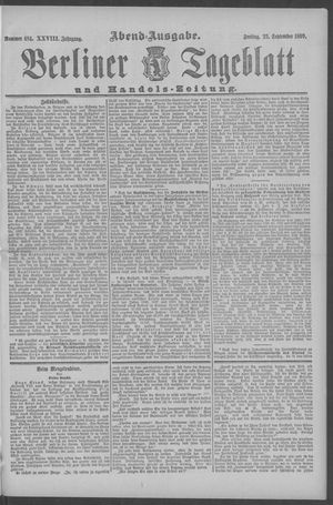 Berliner Tageblatt und Handels-Zeitung vom 22.09.1899