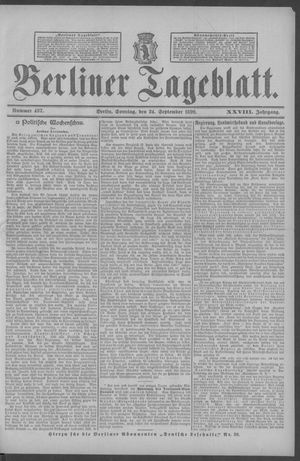 Berliner Tageblatt und Handels-Zeitung vom 24.09.1899