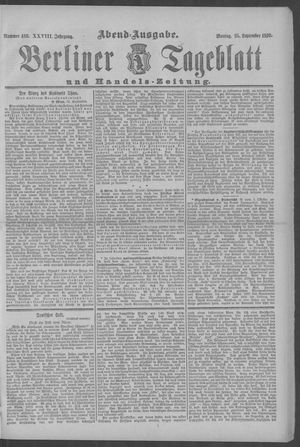 Berliner Tageblatt und Handels-Zeitung vom 25.09.1899