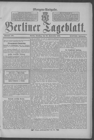 Berliner Tageblatt und Handels-Zeitung vom 26.09.1899