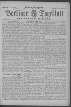 Berliner Tageblatt und Handels-Zeitung vom 26.09.1899