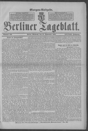 Berliner Tageblatt und Handels-Zeitung vom 27.09.1899