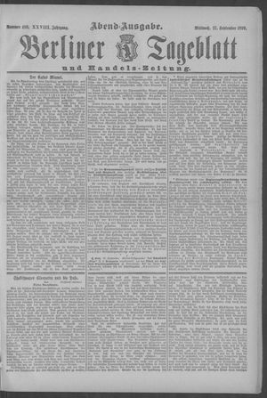 Berliner Tageblatt und Handels-Zeitung vom 27.09.1899