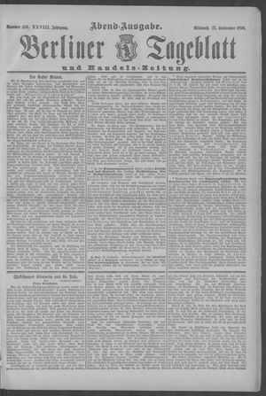 Berliner Tageblatt und Handels-Zeitung vom 27.09.1899