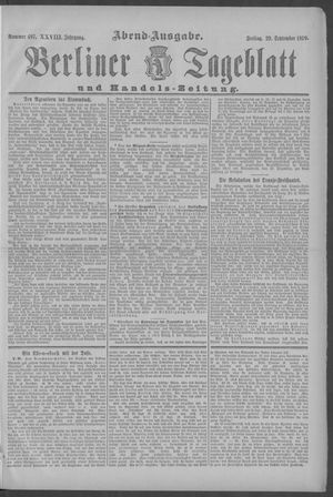Berliner Tageblatt und Handels-Zeitung vom 29.09.1899