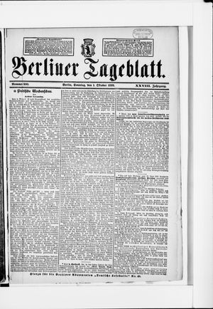 Berliner Tageblatt und Handels-Zeitung vom 01.10.1899