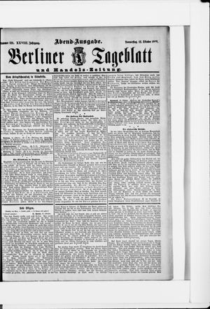 Berliner Tageblatt und Handels-Zeitung on Oct 12, 1899