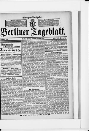 Berliner Tageblatt und Handels-Zeitung vom 20.10.1899