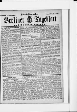 Berliner Tageblatt und Handels-Zeitung on Oct 21, 1899
