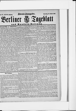 Berliner Tageblatt und Handels-Zeitung vom 26.10.1899