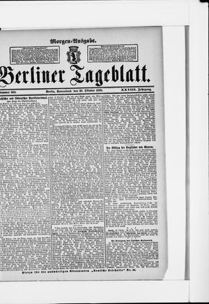 Berliner Tageblatt und Handels-Zeitung vom 28.10.1899