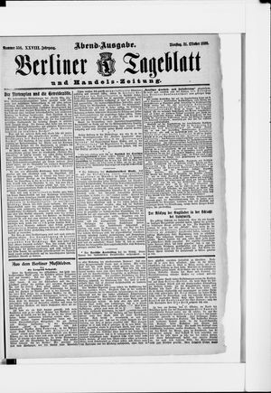 Berliner Tageblatt und Handels-Zeitung on Oct 31, 1899