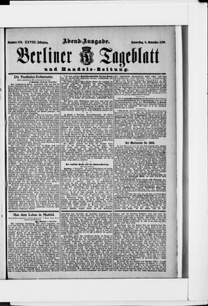 Berliner Tageblatt und Handels-Zeitung on Nov 9, 1899