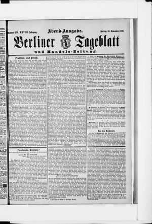 Berliner Tageblatt und Handels-Zeitung vom 10.11.1899