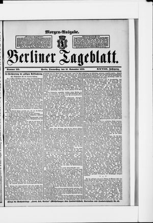 Berliner Tageblatt und Handels-Zeitung vom 16.11.1899